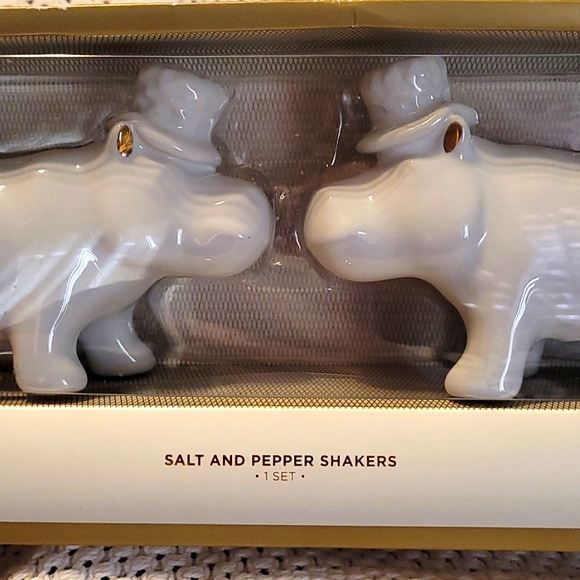 Stoneware Hippo Salt and Pepper shakers - Picture 2 of 3